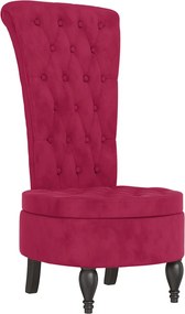 352467 vidaXL Стол с висока облегалка виненочервен кадифе дизайн на копчета