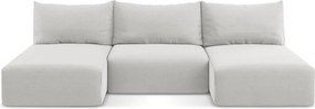 Светлосив кадифен сгъваем/с място за съхранение ъглов диван (U форма) Kalena – Makamii