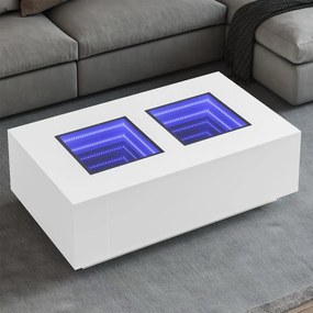 3284056 vidaXL Маса за кафе с Infinity LED, бяла, 116x69x40 см