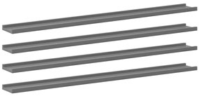 326678 vidaXL Стенни рафтове, 4 бр, сиви, 115x9x3 см