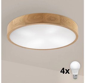 Brilagi - LED таванен плафон CARVALHO 4x E27/60W/230V, дъб, Ø 57,5 cm