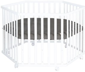 Бяла кошара за игра с регулируема височина/на колелца – Roba