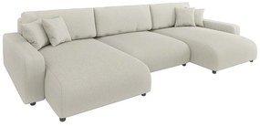 Кремав ъглов диван с място за съхранение от рипсено кадифе Sara – Ropez