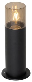Стойка за външна лампа черна с опушен абажур 30 см IP44 - Odense