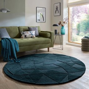 Тюркоазен ръчно изработен вълнен кръгъл килим ø 160 cm Shard Teal – Flair Rugs