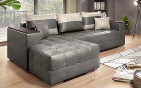 Разтегателен ъглов диван с подлакътник етажерка Мелвин S