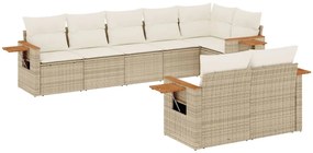 3259391 vidaXL Градински диван с възглавници, 8 части, бежов полиратан