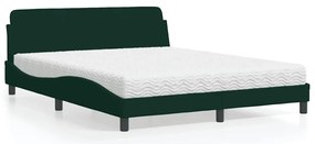 3208434 vidaXL Легло с матрак Dover, тъмнозелено, 160x200 см, кадифе