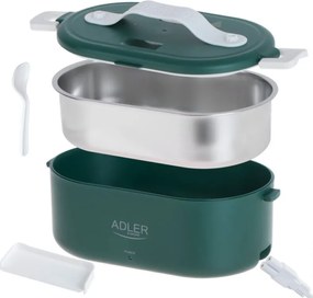 Електрическа кутия за обяд Adler AD 4505, 800 ml, До 50C, Стоманен съд за храна, Зелен
