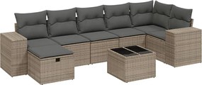 3264466 vidaXL Градински комплект диван с възглавници 8 части сив полиратан