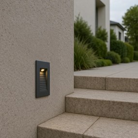 Модерна вградена стенна лампа черна 7cm с LED IP65 - Trem