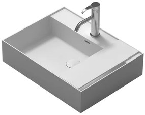 Мивка за баня ICB 6016G, монтаж върху плот, iStone, сив мат + бял мат, 60x46x16см