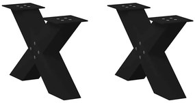 4012940 vidaXL Крака за масичка за кафе, X-образни, 2 бр., черни, 60 x (30-31) см, стомана