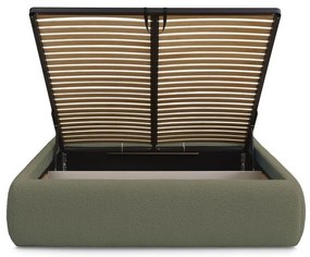 Тъмнозелено двойно легло 160x200 cm тапицирано с място за съхранение/без табла с включена подматрачна рамка Inera – Bobochic Paris