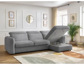 Светлосив разтегателен ъглов диван (променлив) Achille – Bobochic Paris