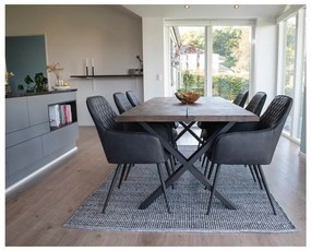 Тъмносини тапицирани трапезни столове в комплект с подлакътници 2 бр. Harbo – House Nordic