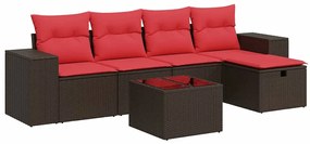 3325680 vidaXL Градински комплект с възглавници, 6 части, кафяв, полиратан