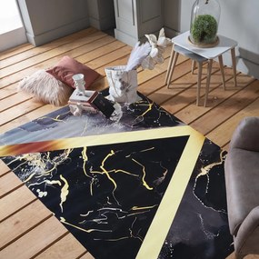 Луксозен черен килим със златна шарка Широчина: 120 см | Дължина: 180 см