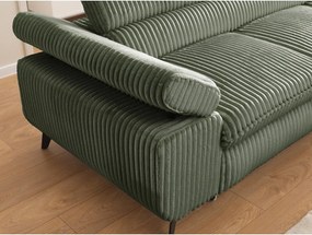 Зелен ъглов диван от рипсено кадифе (десен ъгъл L форма) Marbeya – Ropez