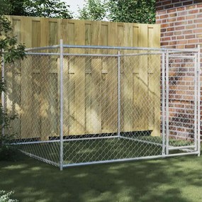 172562 vidaXL Кучешка клетка с врата сива 2x2x1,5 м поцинкована стомана