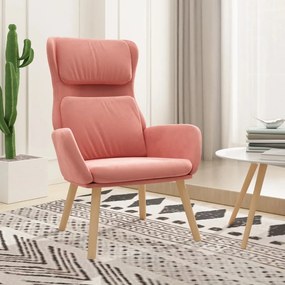 341355 vidaXL Релакс стол, розов, кадифе