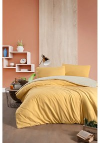 Жълт и кремав памучен чаршаф за двойно легло/разширен чаршаф за легло 200x220 cm - Mila Home