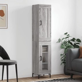 3200391 vidaXL Висок шкаф, сив сонома, 34,5x34x180 см, инженерно дърво