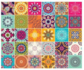 Комплект от 30 стикера за стена Плочки за стена Azulejos , 15 x 15 cm Mariska - Ambiance