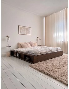 Кафяво двойно легло от борова дървесина с решетка 140x200 cm Ziggy - Karup Design