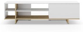 Бяла маса за телевизор от дъб 160x44 cm Cequoia - Marckeric