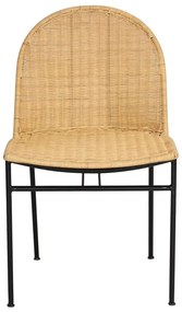 Комплект от 4 ратанови стола за хранене Sofia и черна маса Marienlis - Bonami Essentials