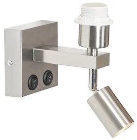 Модерен стенен аплик стомана с лампа за четене - Brescia