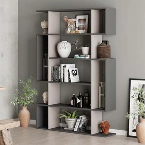 Книжна рафт Mito от меламин в светло мокко - антрацит 108x25x161см.