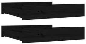 814988 vidaXL Чекмеджета за легло, 2 бр,Черен, бор масив