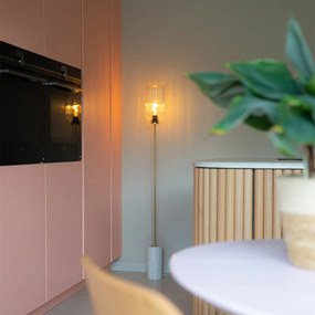 Подова лампа в стил Арт Деко месинг с прозрачно стъкло - Rid