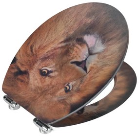 Седалка за тоалетна с 3D изображение и лесно затваряне , 44,5 x 38 cm Lion - Wenko