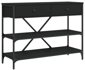 833403 vidaXL Конзолна маса с чекмеджета и рафтове, черна, инженерно дърво