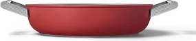 Плитка тенджера с капак Smeg CKFD2811RDM, 28 см, 3.7 л, Незалепващо покритие с 3 слоя, Фурна до 250C, Без PFAS, Индукция, Червен