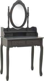 289317 vidaXL Комплект тоалетка с табуретка, сив, 75x69x140 см, пауловния