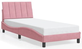 3207824 vidaXL Рамка за легло без матрак Hanko, розова, 90x190 см, кадифе