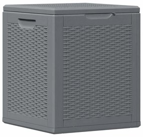 364059 vidaXL Градинска кутия за съхранение, сива, PP ратан, 90 л