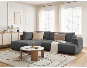 Тъмносив сгъваем/с място за съхранение ъглов диван (ляв ъгъл/L форма) Fuji – Bobochic Paris