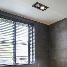 Комплект от 12 вградени прожектора черни AR111 регулируеми 2-светлина - Oneon