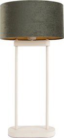 Настолна лампа бежова със зелен овален абажур и златист интериор 35 см - Thijmen