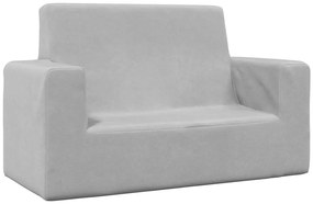 4104797 vidaXL 2-местен детски диван, светлосив, мек плюш
