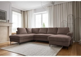 Кафяв разтегателен ъглов диван от рипсено кадифе (ляв ъгъл) Lofty Lilly – Miuform