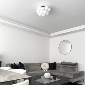 Таванна лампа в стил арт деко черна с опалово стъкло 4-светлина - Uvas