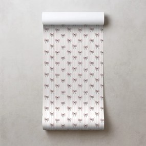 Тапет – Розови панделки на бял фон