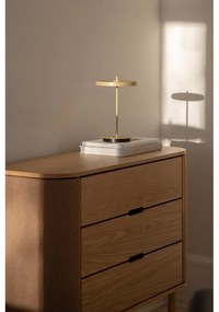 Светложълта метална LED настолна лампа с метален абажур (височина 31 cm) Asteria Move – UMAGE