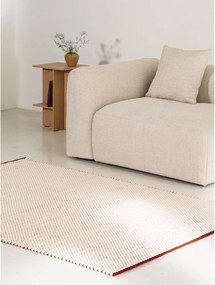 Червен /бежов ръчно изработен вълнен килим 140x200 cm Lenu – noo.ma